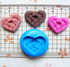 Silicone Flexible Mold - Kawaii Bowtie Heart Cookie / Biscuit (24mm) Miniature Food Sweets Jewelry Charms (Clay Fimo Resins Gum Paste) MD822