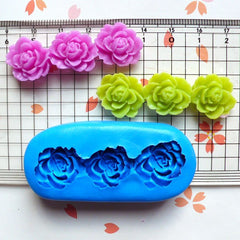 Vintage Flower / Rose Barrette (52mm) Silicone Flexible Push Mold - Miniature Food, Sweets, Jewelry, Charms (Clay Fimo Epoxy GumPaste) MD620