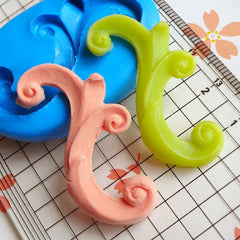 Acanthus Scroll (41mm) Silicone Flexible Push Mold - Jewelry Charms Cupcake (Clay Fimo Premo Casting Resin Epoxy Fondant Gum Paste) MD789