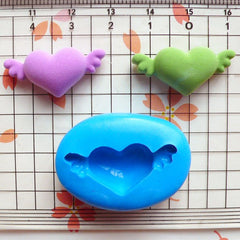 Puffy Heart with Wing (26mm) Silicone Flexible Push Mold - Jewelry, Charms, Cupcake (Clay, Fimo, Resin, Epoxy, Wax, GumPaste, Fondant) MD518