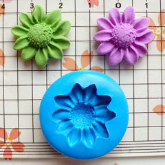 Sunflower Chrysanthemum Coneflower Feverfew (21mm) Silicone Flexible Flower Mold Jewelry Charms Clay Fimo Resin Gum Paste Fondant Wax MD580