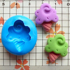 Ice Cream Mold w/ Cone 21mm Flexible Silicone Mold Miniature Sweets Deco Fimo Polymer Clay Mold Jewelry Charms Kawaii Cabochon Resin MD710