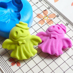 Halloween Mold Ghost w/ Hat (25mm) Flexible Silicone Mold Fimo Polymer Clay Jewelry Charms Cabochon Resin Wax Gum Paste Fondant Mold MD790