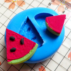 Watermelon Slice 2 pcs 11,18mm Flexible Silicone Mold Miniature Mold Decoden Kawaii Fimo Mold Polymer Clay Fruit Food Jewelry Earrings MD389
