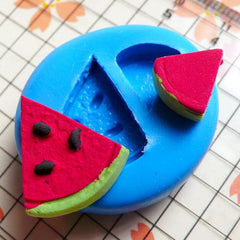 Watermelon Slice 2 pcs 11,18mm Flexible Silicone Mold Miniature Mold Decoden Kawaii Fimo Mold Polymer Clay Fruit Food Jewelry Earrings MD389