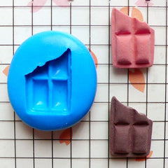Bitten Chocolate Bar Mold 16mm Silicone Flexible Mold Decoden Kawaii Miniature Sweets Fimo Polymer Clay Food Jewelry Cabochon Charms MD354