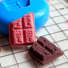 Flexible Mold Silicone Mold - Tiny Bitten 'Milk' Chocolate Bar (11mm) Miniature Food, Sweets, Jewelry Charms (Clay Fimo Epoxy Fondant) MD353