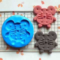 Silicone Mold Flexible Mold Mouse Cookie Biscuit Mold 34mm Decoden Kawaii Sweets Fimo Polymer Clay Food Jewelry Cabochon Push Mold MD651