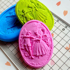 Cameo Mold Victorian Lover Garden 39mm Flexible Silicone Mold DIY Jewelry Pendant Mold Butter Mold Chocolate Scrapbooking Mold Wedding MD642