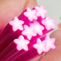 Polymer Clay Cane - Pink Star - for Miniature Food / Dessert / Cake / Ice Cream Sundae Decoration and Nail Art CS02