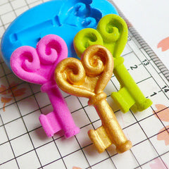 Heart Key (24mm) Silicone Flexible Push Mold - Miniature Food, Sweets, Cupcake, Jewelry Charms (Clay Fimo Epoxy Gum Paste Fondant Wax) MD729