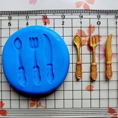Silicone Mold Flexible Mold Mini Cutlery Set Fork Spoon Knife 25mm Decoden Kawaii Miniature Fimo Polymer Clay Jewelry Cabochon Charms MD666