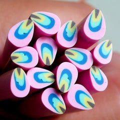 Polymer Clay Cane - Pink and Blue Petal - for Miniature Food / Dessert / Cake / Ice Cream Sundae Decoration and Nail Art CP06