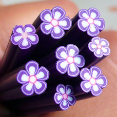 Polymer Clay Cane - Dark Purple Flower - for Miniature Food / Dessert / Cake / Ice Cream Sundae Decoration and Nail Art CFW058