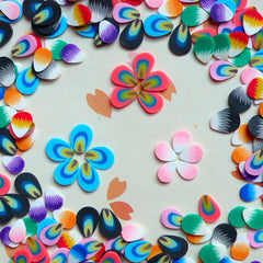 Fimo Polymer Clay Cane Assorted Petal Kawaii Slices Mix 11 petal design Mini Scrapbooking Decoden Nail Decoration (110pcs by random) CMX025