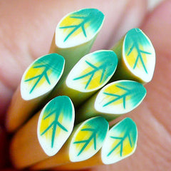 Polymer Clay Cane - Green and Yellow Leaf - for Miniature Food / Dessert / Cake / Ice Cream Sundae Decoration and Nail Art  CL05