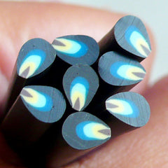 Polymer Clay Cane - Black and Blue Petal - for Miniature Food / Dessert / Cake / Ice Cream Sundae Decoration and Nail Art CP01