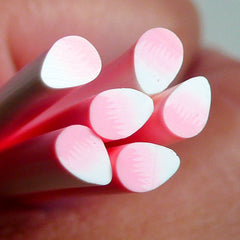 Polymer Clay Cane - Pink and White Petal - for Miniature Food / Dessert / Cake / Ice Cream Sundae Decoration and Nail Art CP11