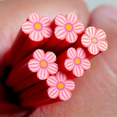 Polymer Clay Cane - Red Flower - for Miniature Food / Dessert / Cake / Ice Cream Sundae Decoration and Nail Art CFW031