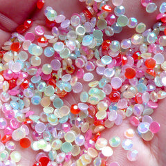 Assorted 3mm Round AB Bubblegum Faceted Rhinestones Cabochons Mix (around 550 to 600 pcs) (9 candy colors) RHM001