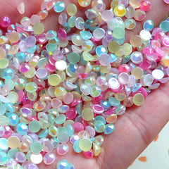 Assorted 4mm Round AB Bubblegum Faceted Acrylic Rhinestones Cabochons Mix (around 550 to 600 pcs) (9 candy colors) RHM002
