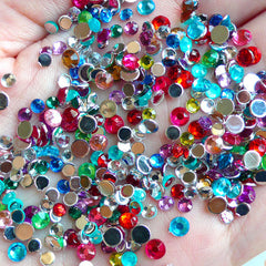 Assorted Rhinestones 3mm 4mm Round Faceted Rhinestones Mix (Around 350 pcs) (Assorted Colors) RHM006