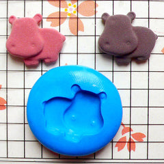 Hippo Cookie (17mm) Silicone Flexible Push Mold - Miniature Food, Cupcake, Jewelry, Charms (Resin Paper Clay Fimo Gum Paste Fondant) MD423