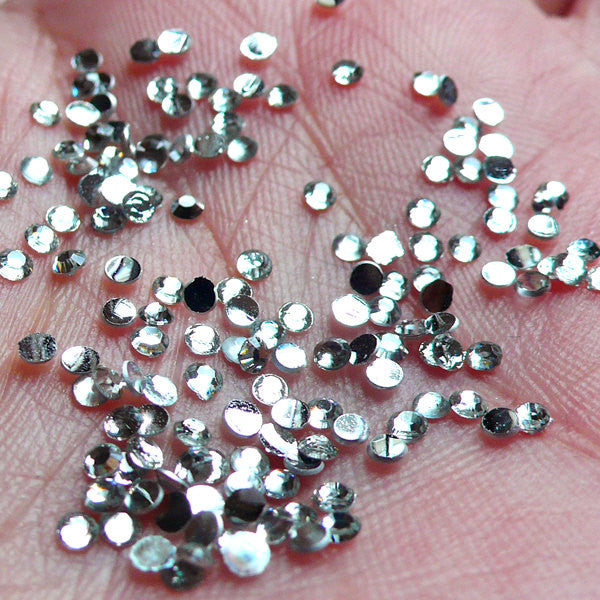 2mm Round Rhinestones, 14 Faceted Cut Resin Rhinestones (Clear / Arou, MiniatureSweet, Kawaii Resin Crafts, Decoden Cabochons Supplies