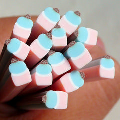 Polymer Clay Cane - Sweets - Blue and Pink Cupcake - for Miniature Food / Dessert / Cake / Ice Cream Sundae Decoration and Nail Art CSW007