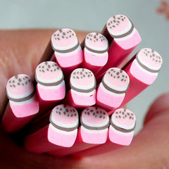 Polymer Clay Cane - Sweets - Strawberry Cupcake / Muffin - Miniature Food / Dessert / Cake / Ice Cream Sundae Decoration and Nail Art CSW012