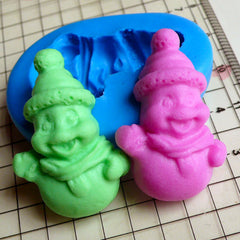 Snowman w/ Hat 30mm Silicone Flexible Push Mold - Cupcake, Jewelry, Charms (Clay, Fimo, Casting Resins, Wax, Plaster, Cement, Fondant) MD808