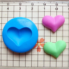 Puffy Heart (19mm) Silicone Flexible Push Mold - Miniature Food, Sweets, Cupcake, Jewelry, Charms (Resin Clay Fimo Gum Paste Fondant) MD508
