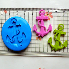 Anchor (35mm) Silicone Flexible Push Mold Jewelry, Charms, Cupcake (Clay, Fimo, Casting Resins, Epoxy, Wax, Soap, Gum Paste, Fondant) MD667