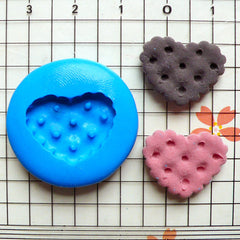 Heart Shaped Cookie / Biscuit (19mm) Silicone Flexible Push Mold - Miniature Food, Jewelry, Charms (Resin Paper Clay Fimo Gum Paste) MD148