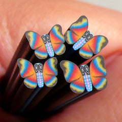 Polymer Clay Cane - Black and Orange Butterfly - for Miniature Food / Dessert / Cake / Ice Cream Sundae Decoration and Nail Art CBT4