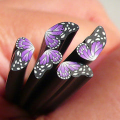 Polymer Clay Cane - Black and Purple Butterfly (Half) - for Miniature Food / Dessert / Cake / Ice Cream Sundae Decoration and Nail Art CBTH6
