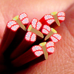 Polymer Clay Cane - Red and White Dragonfly - for Miniature Food / Dessert / Cake / Ice Cream Sundae Decoration and Nail Art CIN08