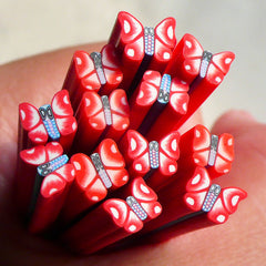 Polymer Clay Cane - Red Butterfly - for Miniature Food / Dessert / Cake / Ice Cream Sundae Decoration and Nail Art CBT11