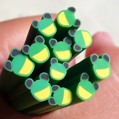 Polymer Clay Cane - Smiling Frog Face - for Miniature Food / Dessert / Cake / Ice Cream Sundae Decoration and Nail Art CAN018