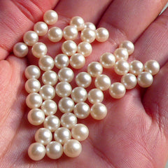 5mm Cream White Round Faux Pearls (around 50pcs) (no hole) PES53