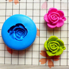 Rose Flower with Leaf 16mm Silicone Flexible Push Mold - Jewelry, Charms, Cupcake (Resin, Clay, Fimo, Epoxy, Wax, Gum Paste, Fondant) MD774