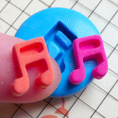 Music Note (10mm) Silicone Flexible Push Mold Jewelry Charms Cupcake (Clay Fimo Sculpey Premo Resin Epoxy Wax Gum Paste Fondant) MD814