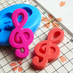 G-clef / Music Note (30mm) Silicone Flexible Push Mold - Jewelry, Charms, Cupcake (Clay Fimo Sculpey Resin Epoxy Gum Paste Fondant) MD552