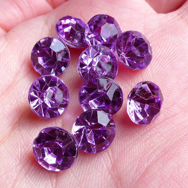 10 pcs of PURPLE Conical End Rhinestones Faceted Tip End Cabochons (8mm) RHE021