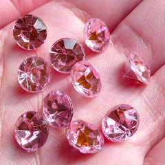 CLEARANCE 10 pcs of PINK Conical End Rhinestones Faceted Tip End Cabochons (8mm) RHE020