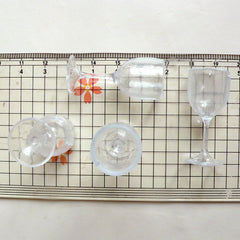 Miniature Cups / Dollhouse Wine Glass (4pcs / 16mm x 35mm) + Polymer Clay Cane Lemon (25mm) Dollhouse Prop Doll Drink Fake Food Jewelry MC07