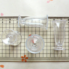 Miniature Ice Cream Parfait Cup / Dollhouse Ice Cream Sundae Cups / Hurricane Glass (4pcs / 19mm x 35mm) + Fimo Lemon Clay Cane (25mm) MC05