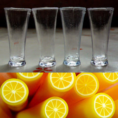 Dollhouse Beer Glasses / Miniature Pilsner glass (4pcs / 16mm x 35mm) + Lemon Clay Cane (25mm) Dollhouse Drink Prop DIY Food Jewellery MC04