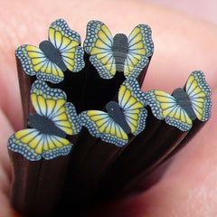 Polymer Clay Cane - Black and Yellow Butterfly - for Miniature Food / Dessert / Cake / Ice Cream Sundae Decoration and Nail Art  CBT1