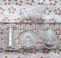Miniature Dollhouse Food Jewelry / Ice Cream Sundae Parfait Cups (4pcs / 32mm x 50mm) + Strawberry Clay Cane (25mm) Fake Sweets Craft MC06